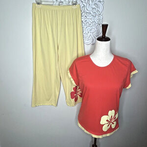 FRENCH DRESSING Intimate Collection MEDIUM 2-pc Capri Pajama Set ORANGE YELLOW